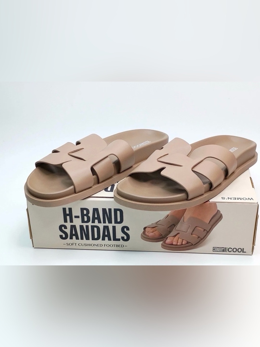 32 Degrees Cool Women’s H-Band Sandals Tan Cushioned Slide Sandals size 8 M